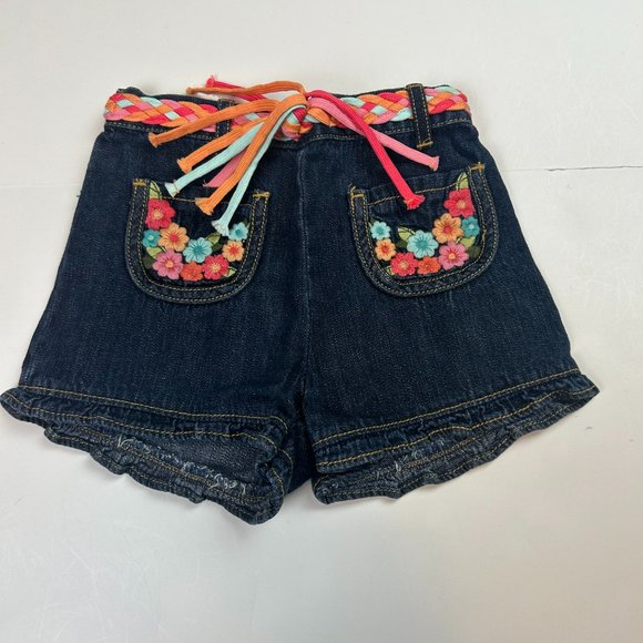 NWT Gymboree Girl Braided Belt Denim Short & Smocked Tiered Ruffle Tank Size 4T - Picture 2 of 7